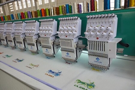 Embroidery section in apparel industry